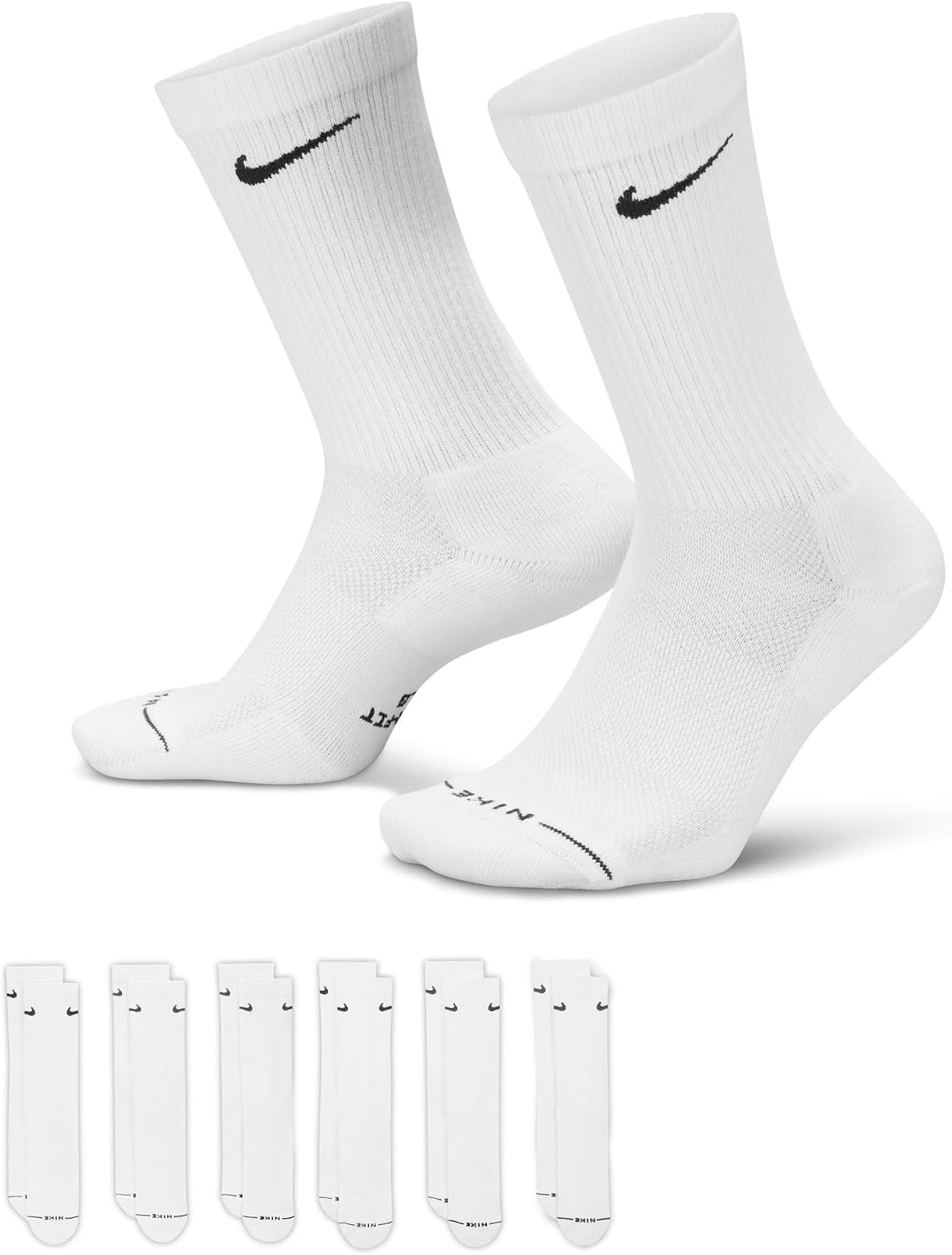 Nike Unisex Adult Everyday Elevated Crew Socks (6-Pack) | Mens and Womens | Amazon (US)
