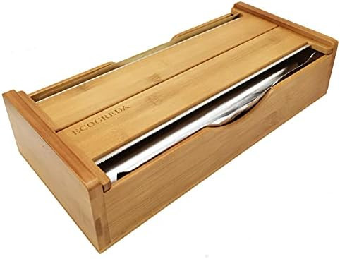 ECOGREDA Bamboo Aluminum Foil Dispenser with Cutter,Parchment Paper Dispenser,Gift Wrap Cutter fo... | Amazon (US)