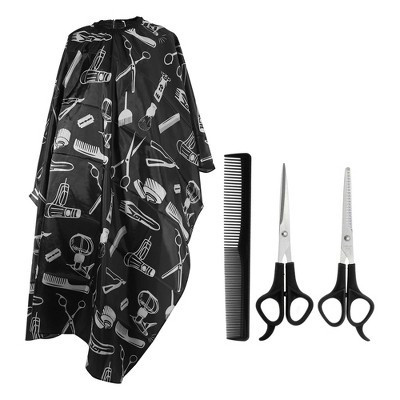 Unique Bargains Hair Cutting Scissors Barber Gown Set 4 Pcs Black | Target