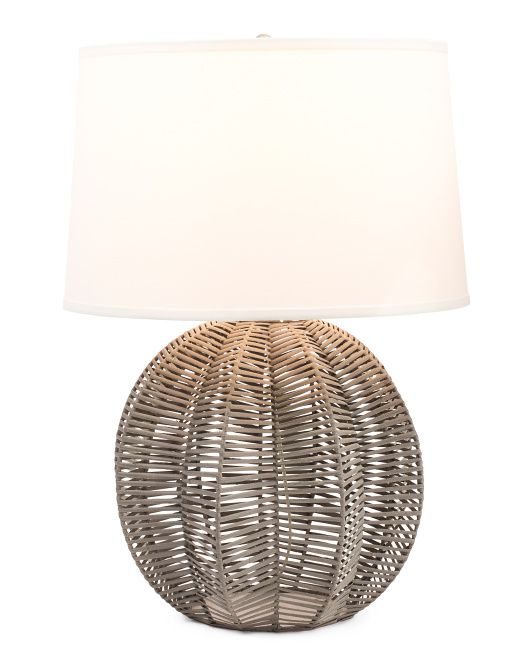 28in Natural Rattan Woven Table Lamp | TJ Maxx