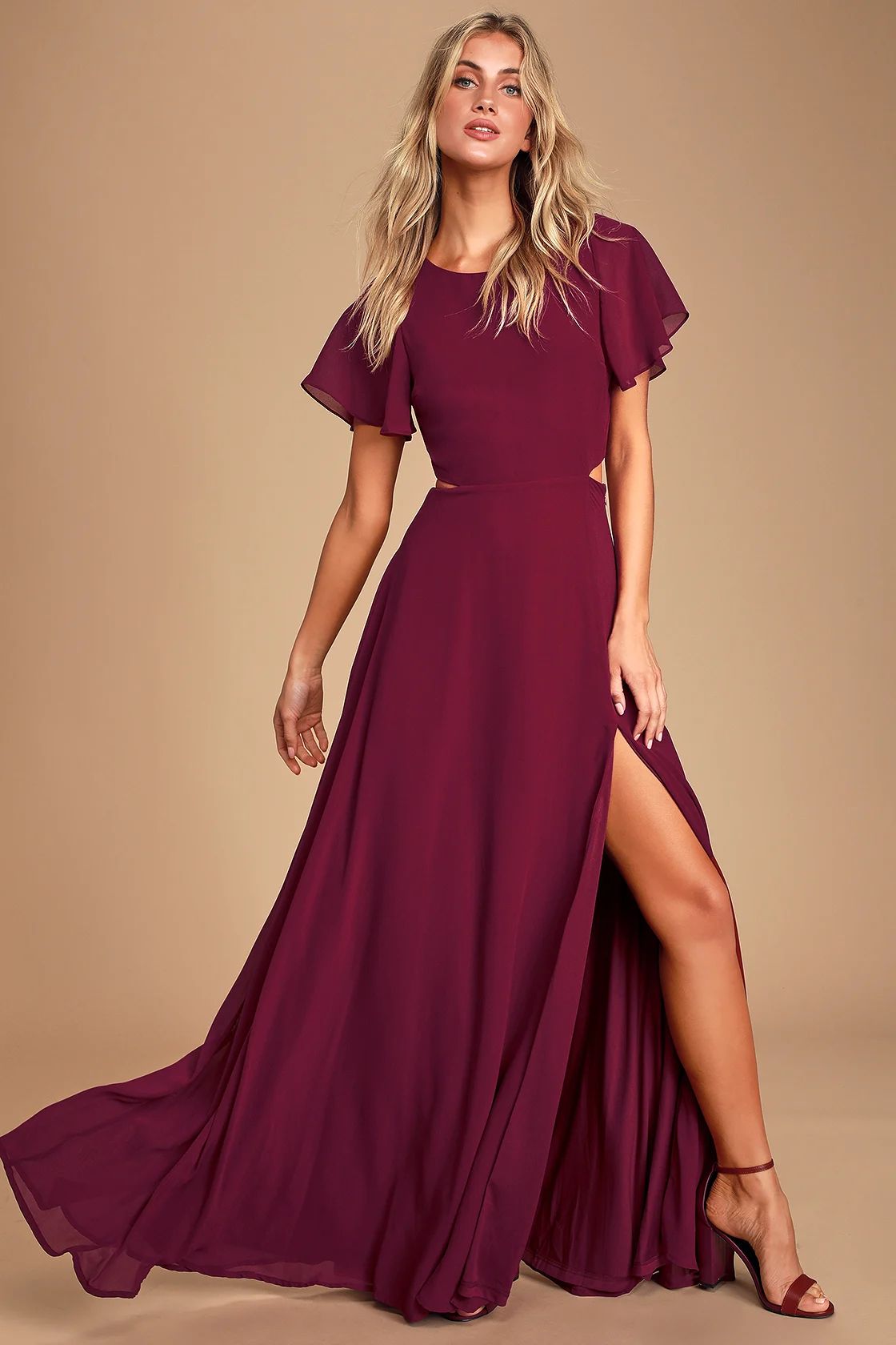 Garden Bliss Burgundy Cutout Maxi Dress | Lulus (US)