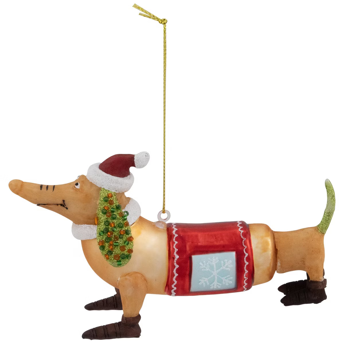Northlight Dachshund Dog with Santa Hat Glass Christmas Ornament  - 5.75" | Target