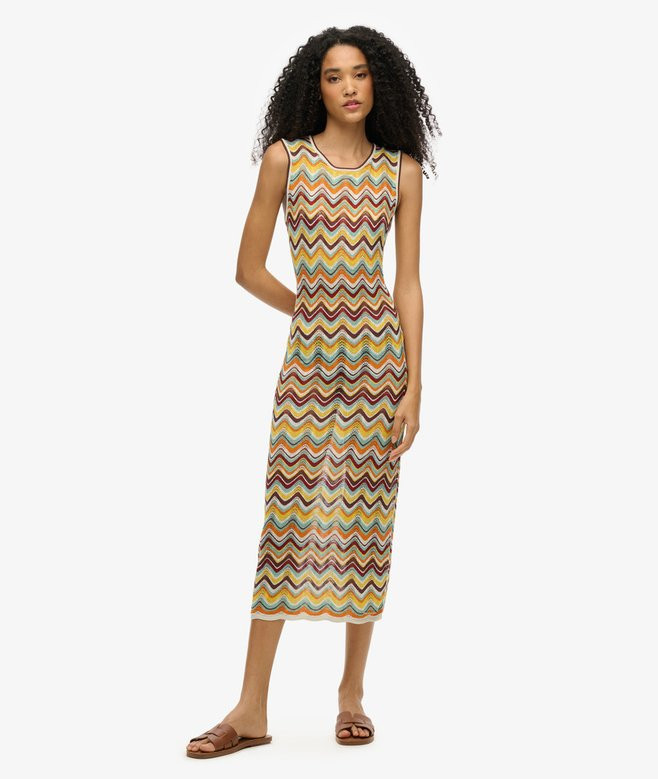 womens Zig Zag Knit Midi Dress in Mint Zigzag Stripe | Superdry UK | Superdry (UK)