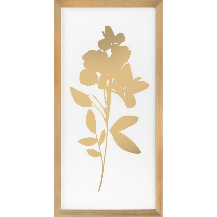 12" x 24" 2pk Foil Florals Framed Under Glass Gold - Threshold™ | Target