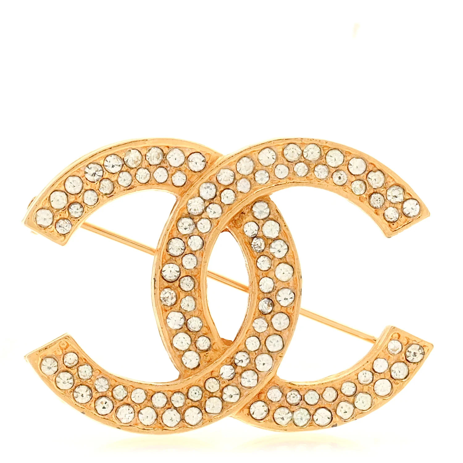 Chanel Crystal CC Brooch Gold 1942808 | FASHIONPHILE (US)