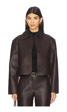 Theory Crop Leather Trench in Cacao from Revolve.com | Revolve Clothing (Global)