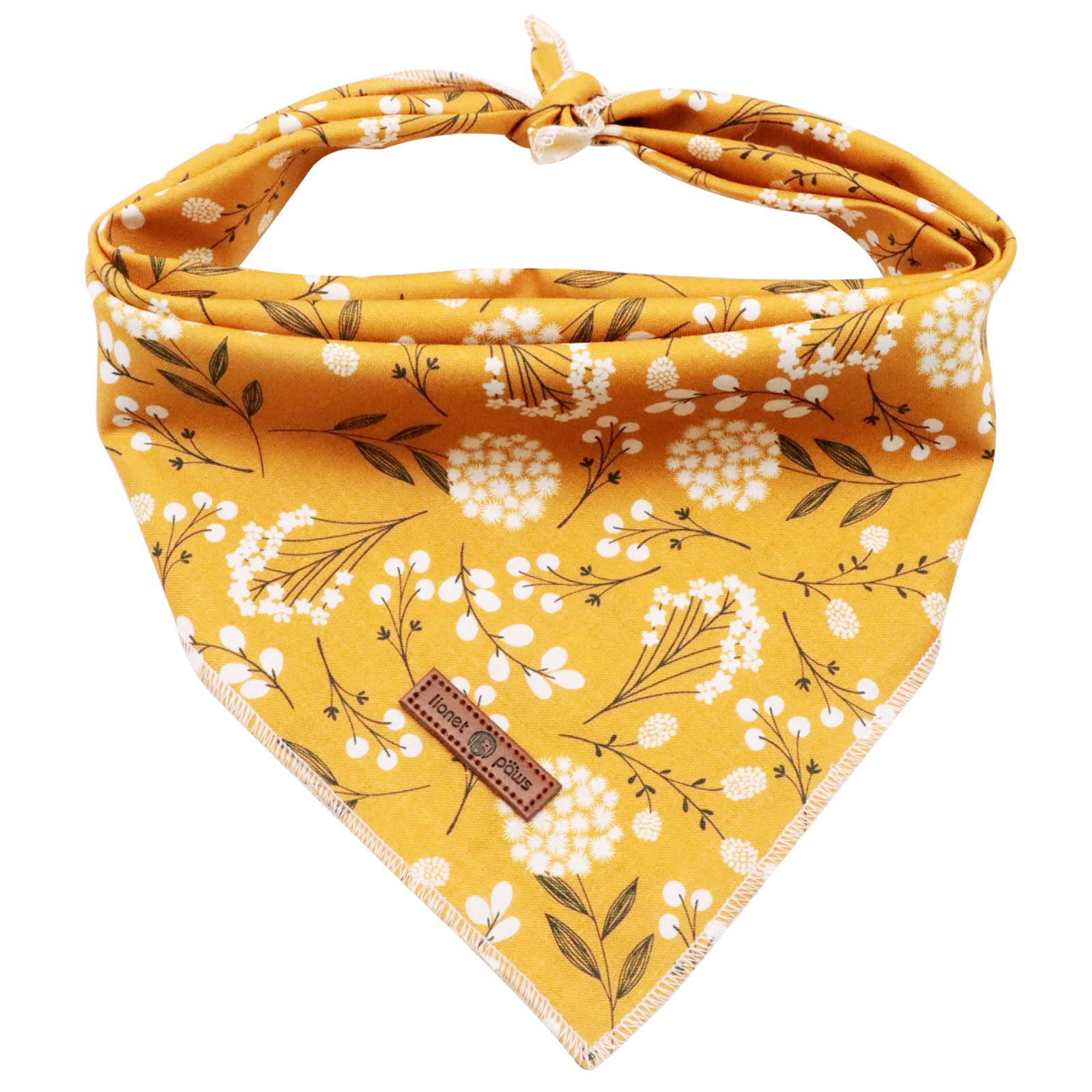 Lionet Paws Flower Dog Bandana,Fabric Yellow Dogs Kerchief for Small Medium Dogs,Dog Cotton Trian... | Amazon (US)
