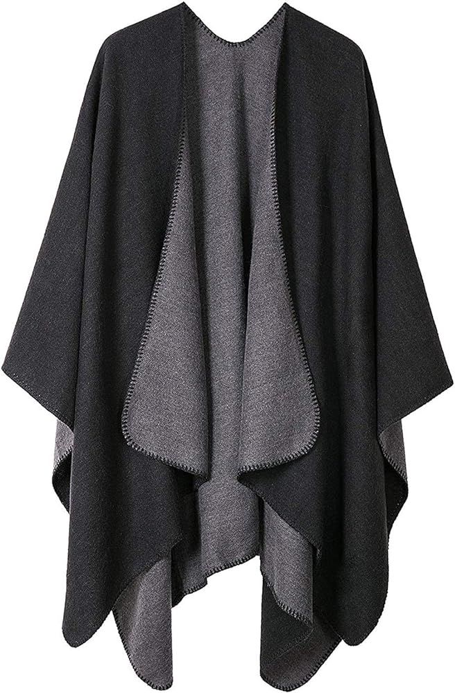 Women's Blanket Shawls Wraps Winter Open Front Poncho Cape Oversized Cardigan Sweater | Amazon (US)