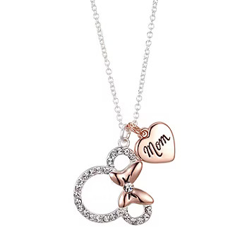 Disney Classics Mom Crystal 16 Inch Link Heart Minnie Mouse Pendant Necklace | JCPenney