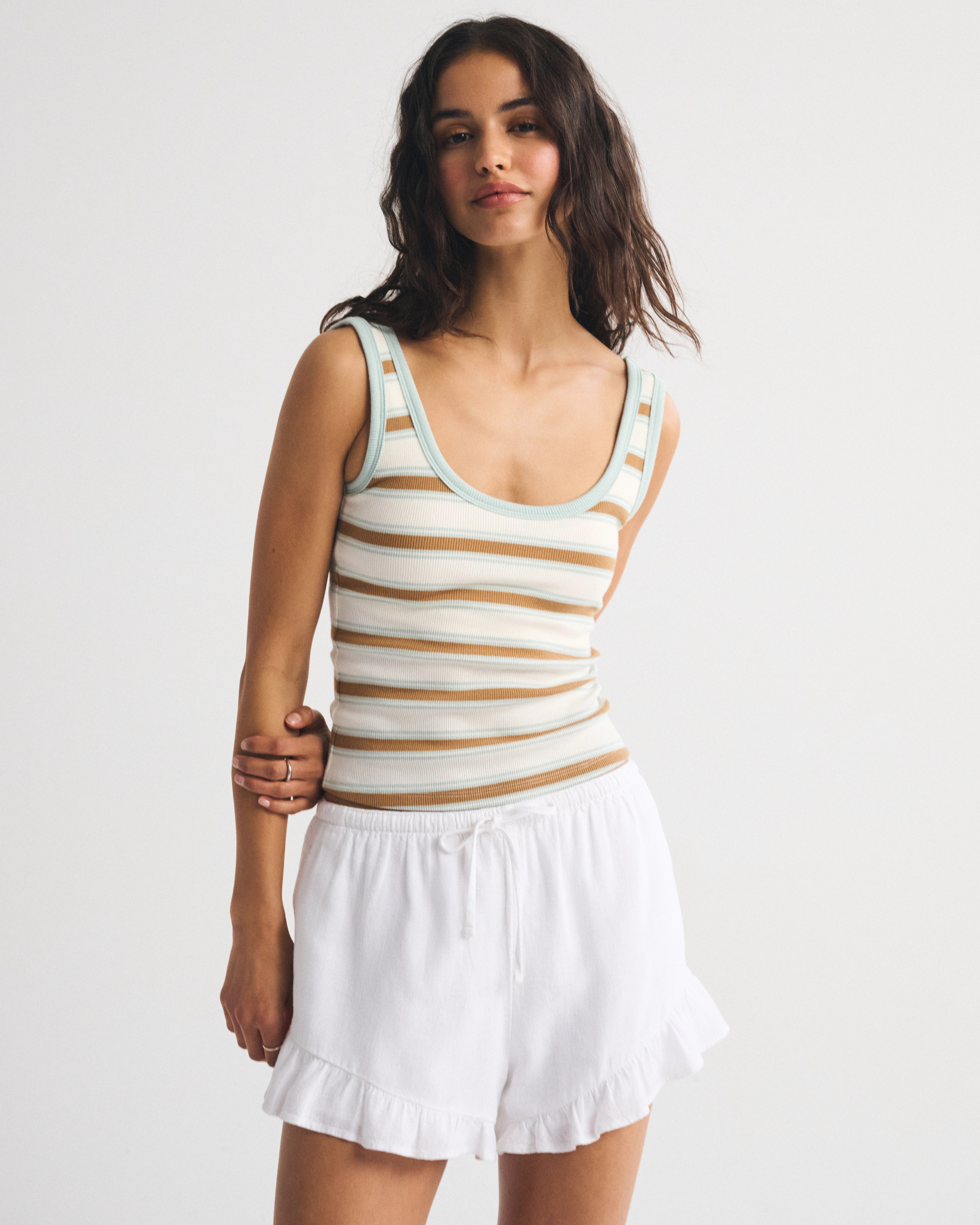 Bra-Free Rib Scoopneck Tank | Abercrombie & Fitch (US)