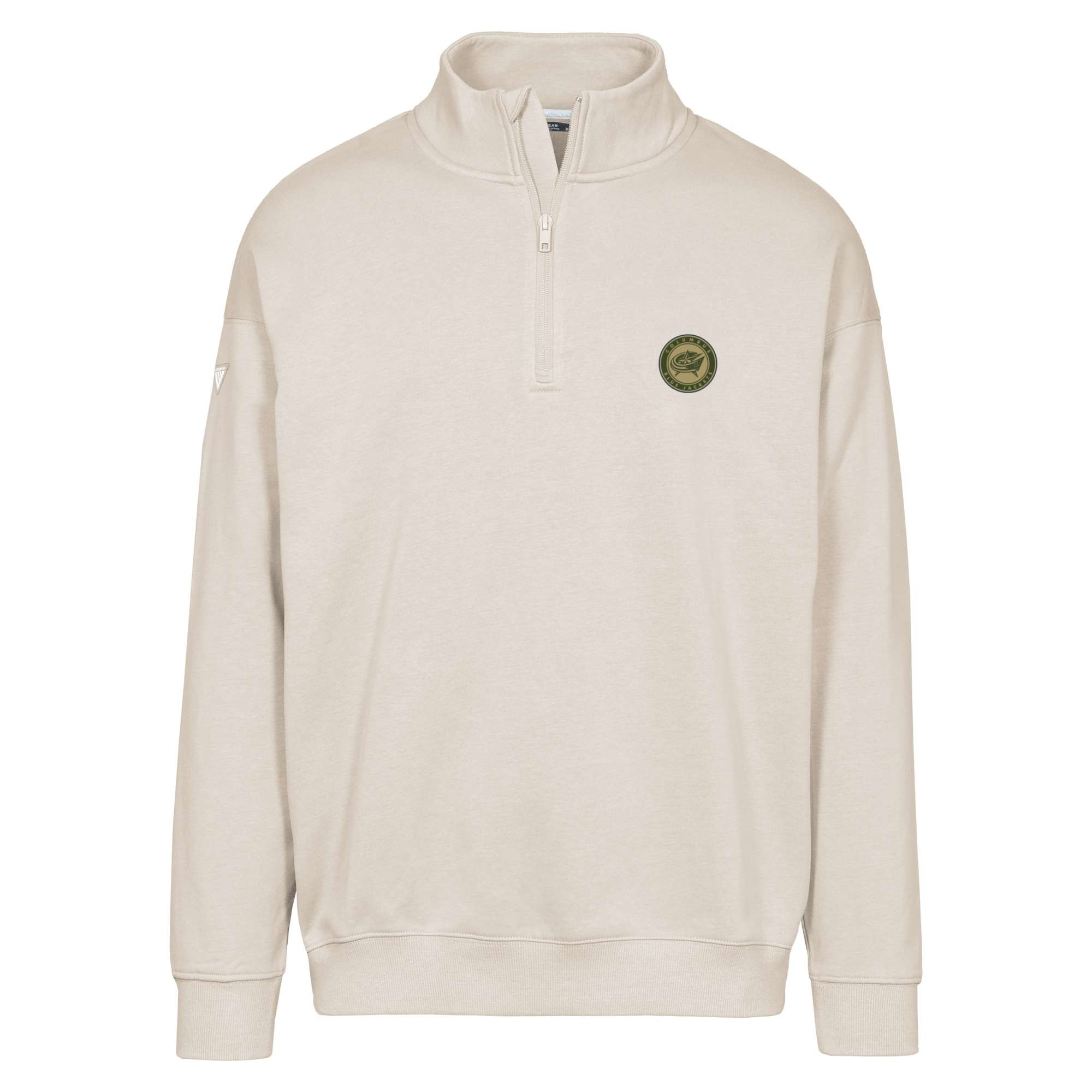 Columbus Blue Jackets Levelwear Murray Delta Badge Quarter-Zip Pullover Top - Cream | Fanatics