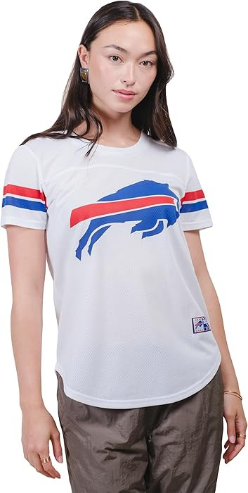 Ultra Game Women's NFL Official Soft Mesh Varsity Stripe T-Shirt | Amazon (US)