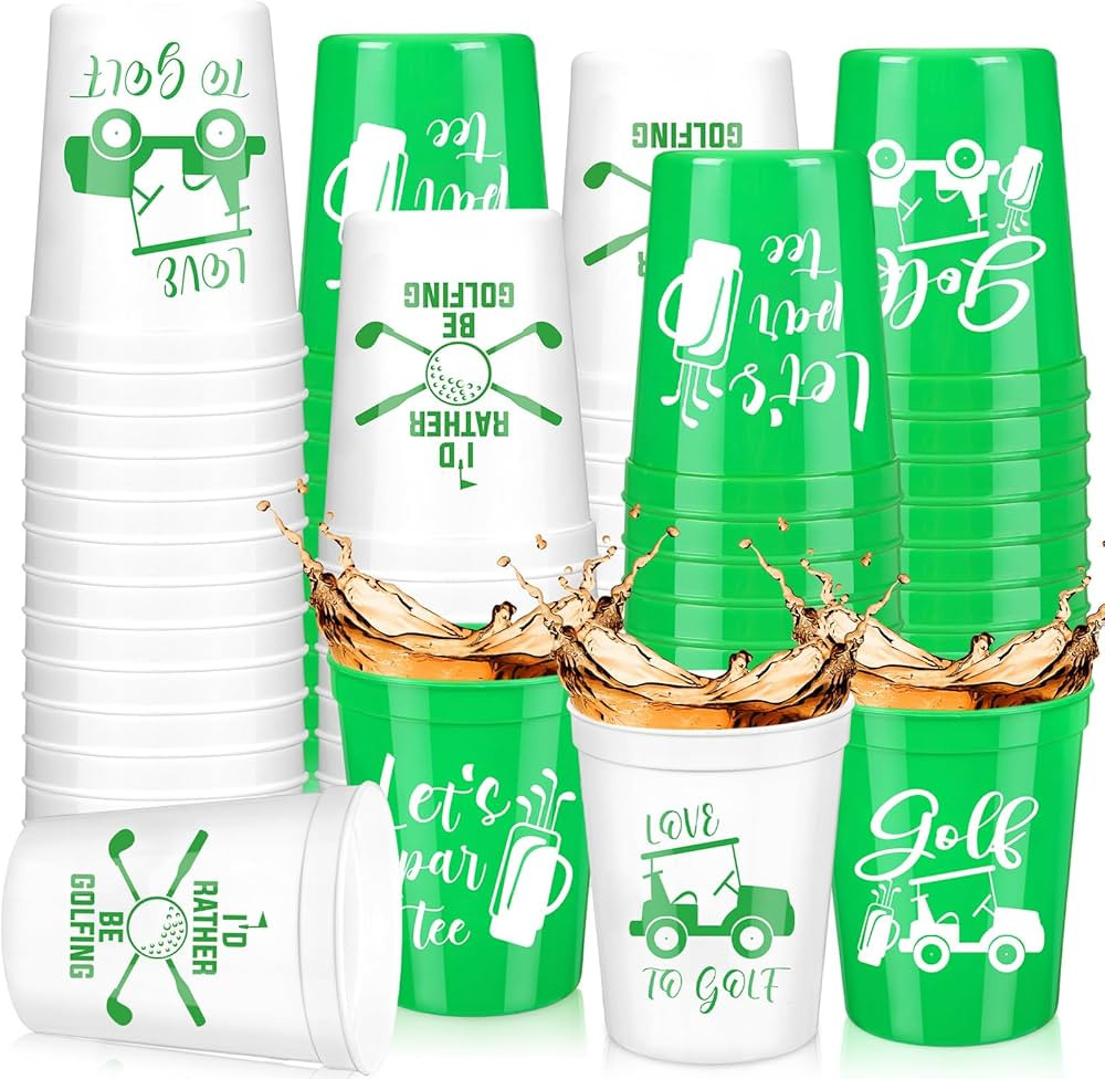 Norme 24 Pcs Golf Party Plastic Cups Bulk Golf Themed Reusable Drink Cups 16 oz Golf Ball Cart De... | Amazon (US)
