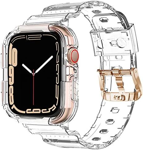 Swhatty Compatible for Apple Watch Band Clear 42mm 44mm 45mm with Case, Sports Protective Cover Bump | Amazon (US)