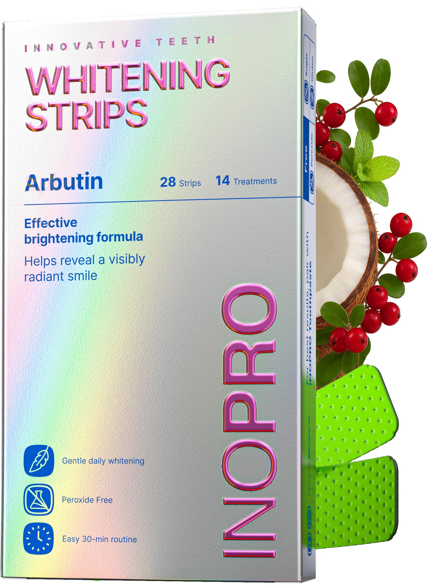 InoPro Teeth Whitening Strips 14 Treatments Kit - Enamel Safe Teeth Whitener, Peroxide-Free, Gree... | Amazon (US)