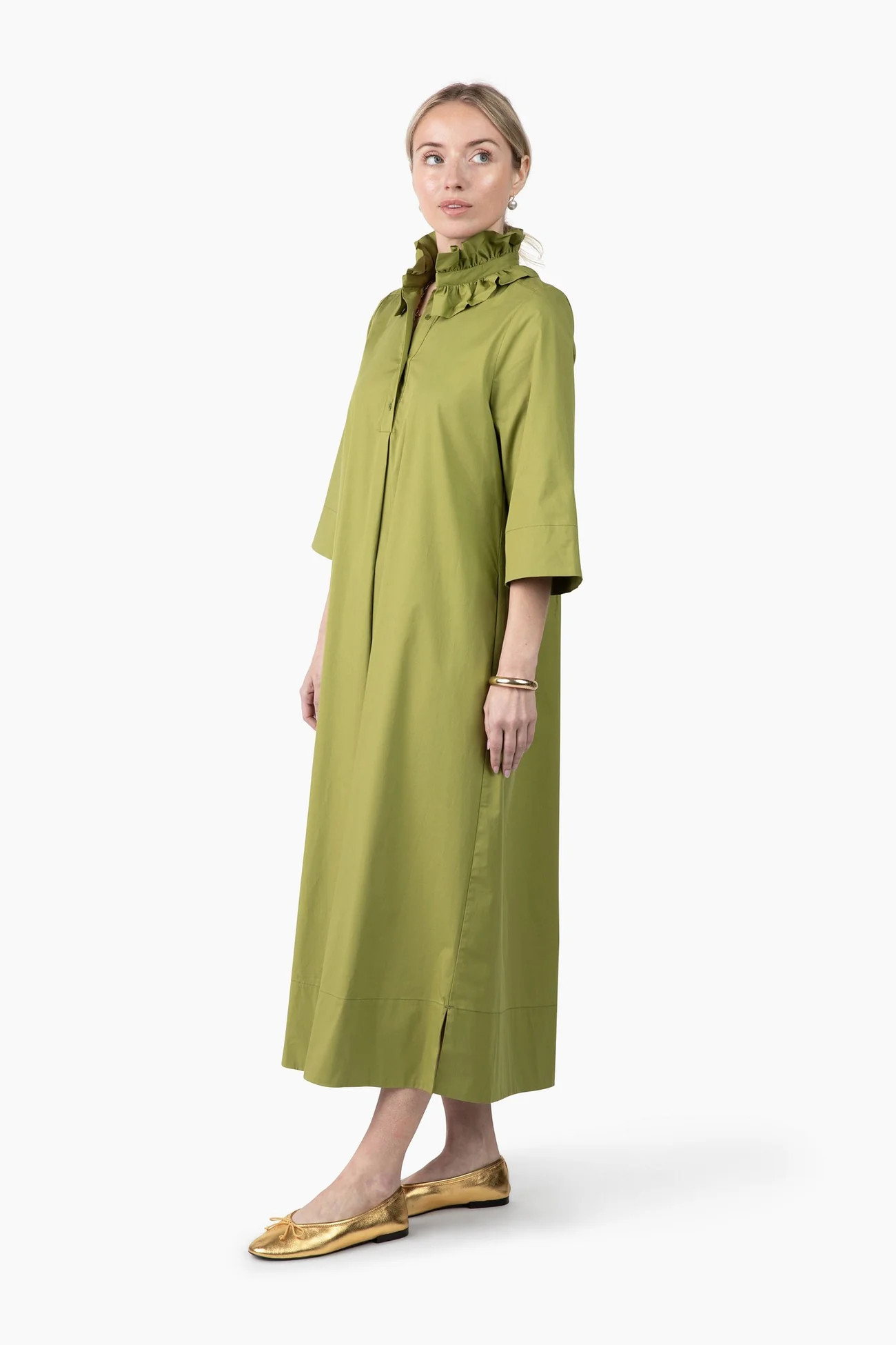 Weekender Ruffle Caftan - Wasabi | Quiet Culture