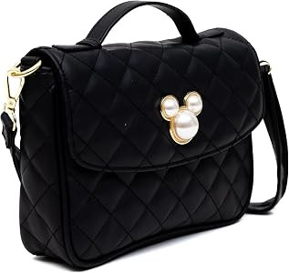 Disney Vegan Leather Fold Over Crossbody Bag for Women, Mickey Mouse Ears Icon Embellished with F... | Amazon (US)