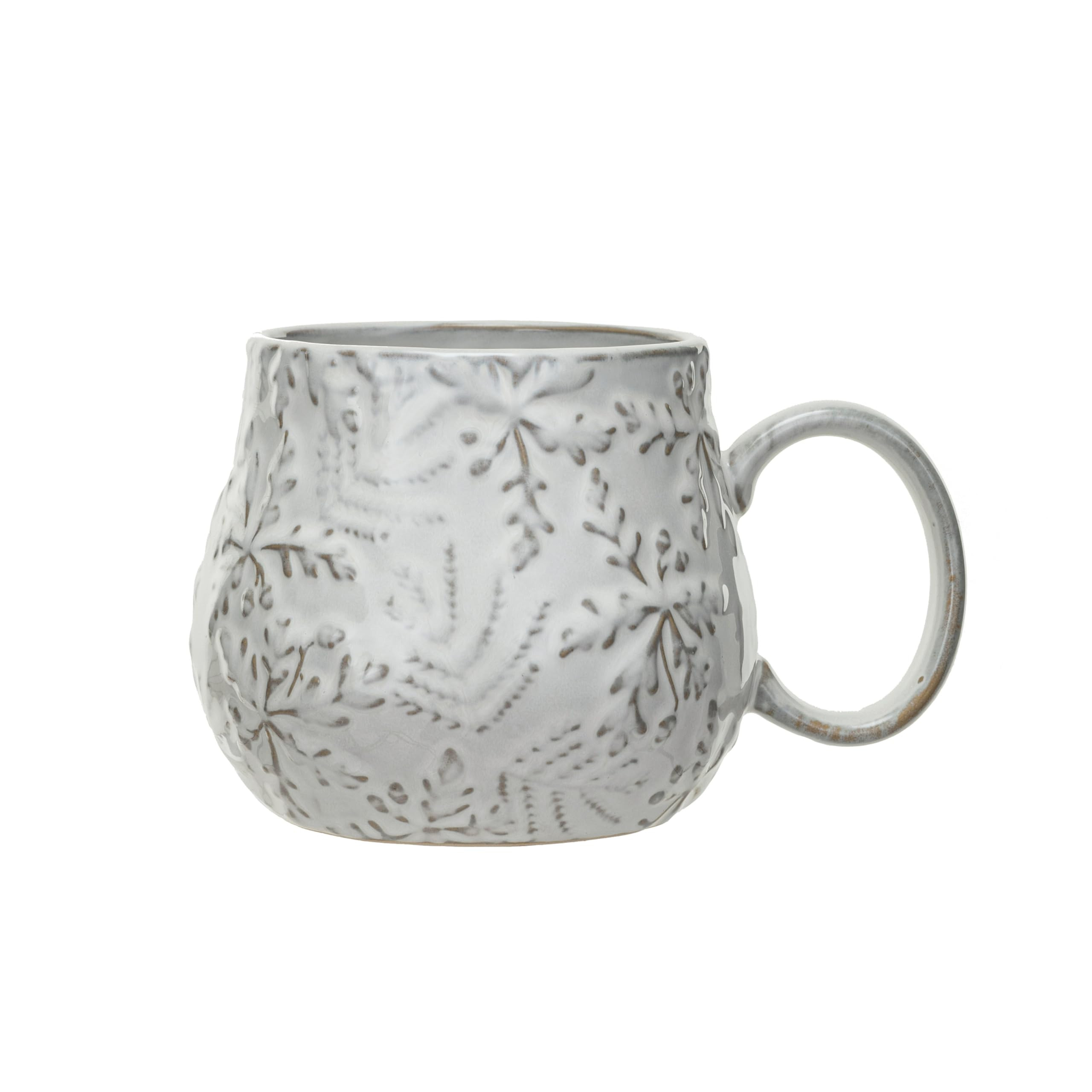 Creative Co-Op 16 oz. Embossed Stoneware Mug with Snowflakes, White | Amazon (US)