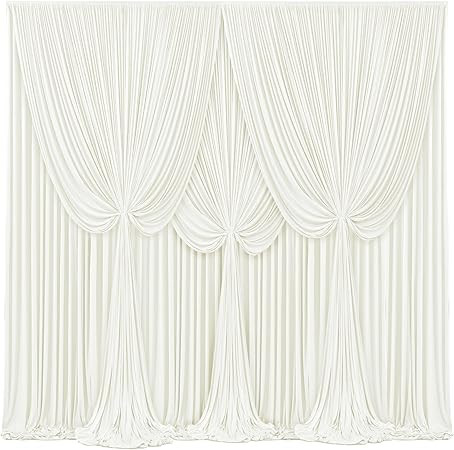 4 Panels Ivory Backdrop Curtains for Wedding Party Wrinkle Free Backdrops Curtain Drapes Fabric D... | Amazon (US)