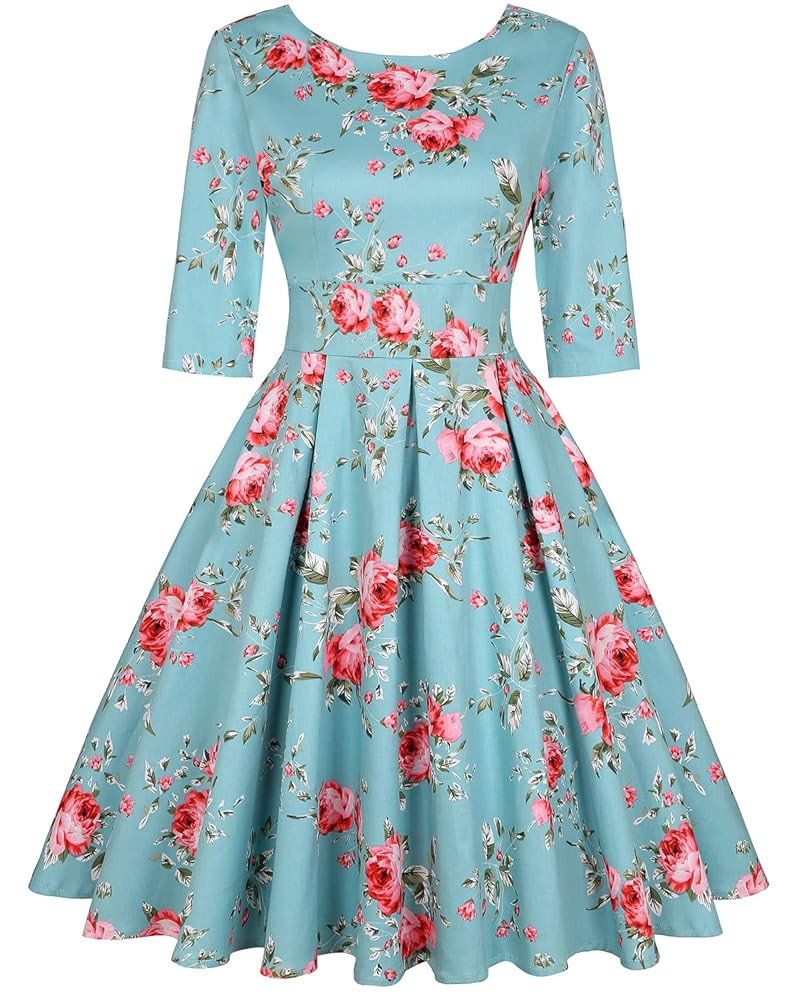 MINTLIMIT Women's 1950s Retro Vintage Cocktail Party 3/4 Sleeve Swing Dress | Amazon (UK)