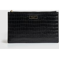 Women's Beauty Pouch, Black Croc, Leather, Saint + Sofia | Saint + Sofia