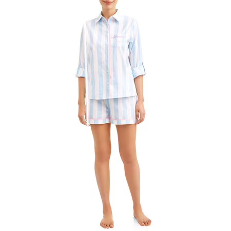 JV Apparel Women's and Women's Plus Classic 2-Piece Short Sleep Set | Walmart (US)
