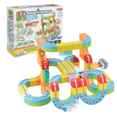 RAIL CUBE Magnetic Monorail 66 Piece Deluxe Set | Safari LTD