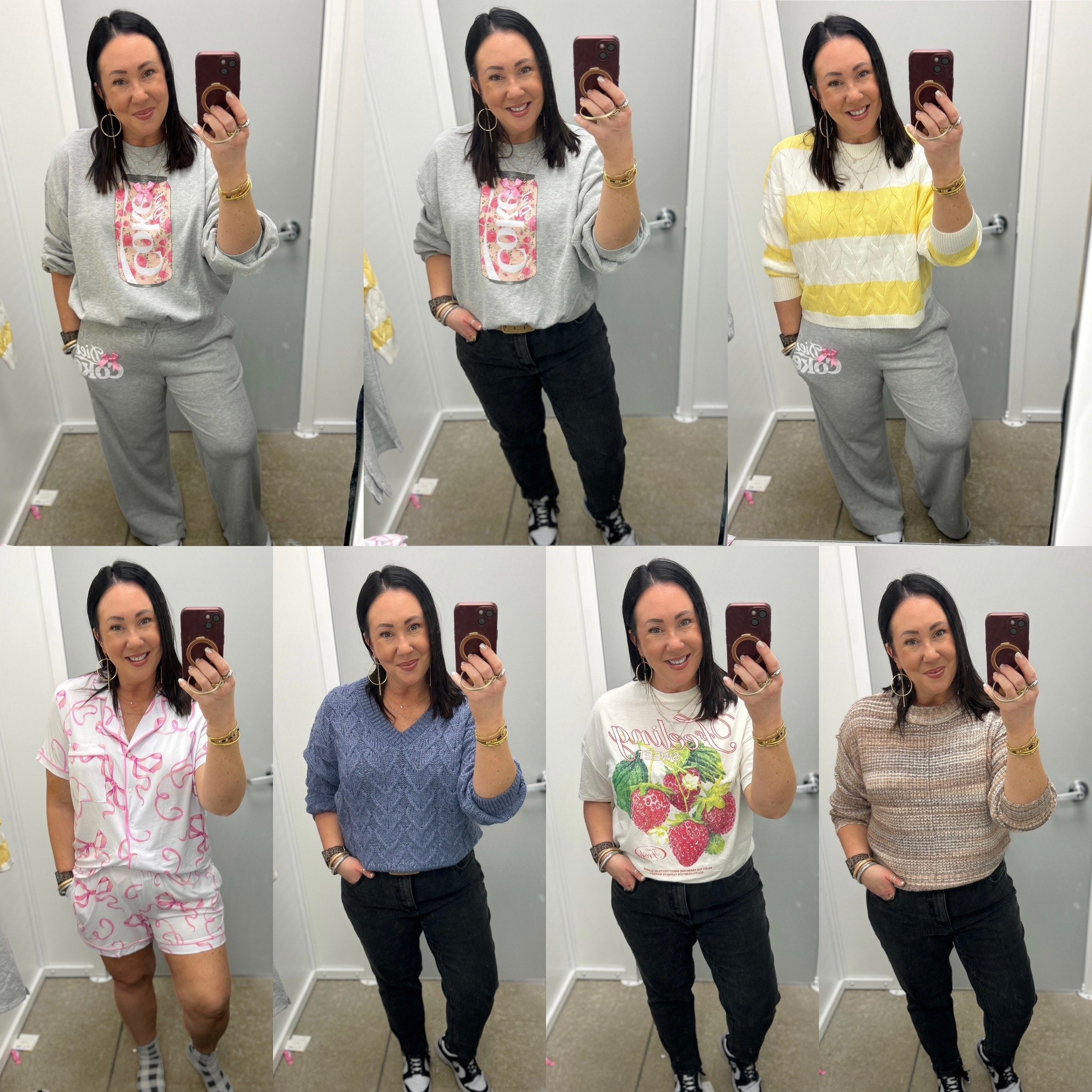 Let’s do another Walmart try on! Large Diet Coke sweatshirt. XL matching fleece pants. Size 16 jeans. XL striped sweater. XL pajama set. XL v neck sweater. Large graphic tee. 0X crewneck sweater from the curvy section. Nikes run true to size. XL belt.  

#LTKPlusSize #LTKFindsUnder50 #LTKOver40