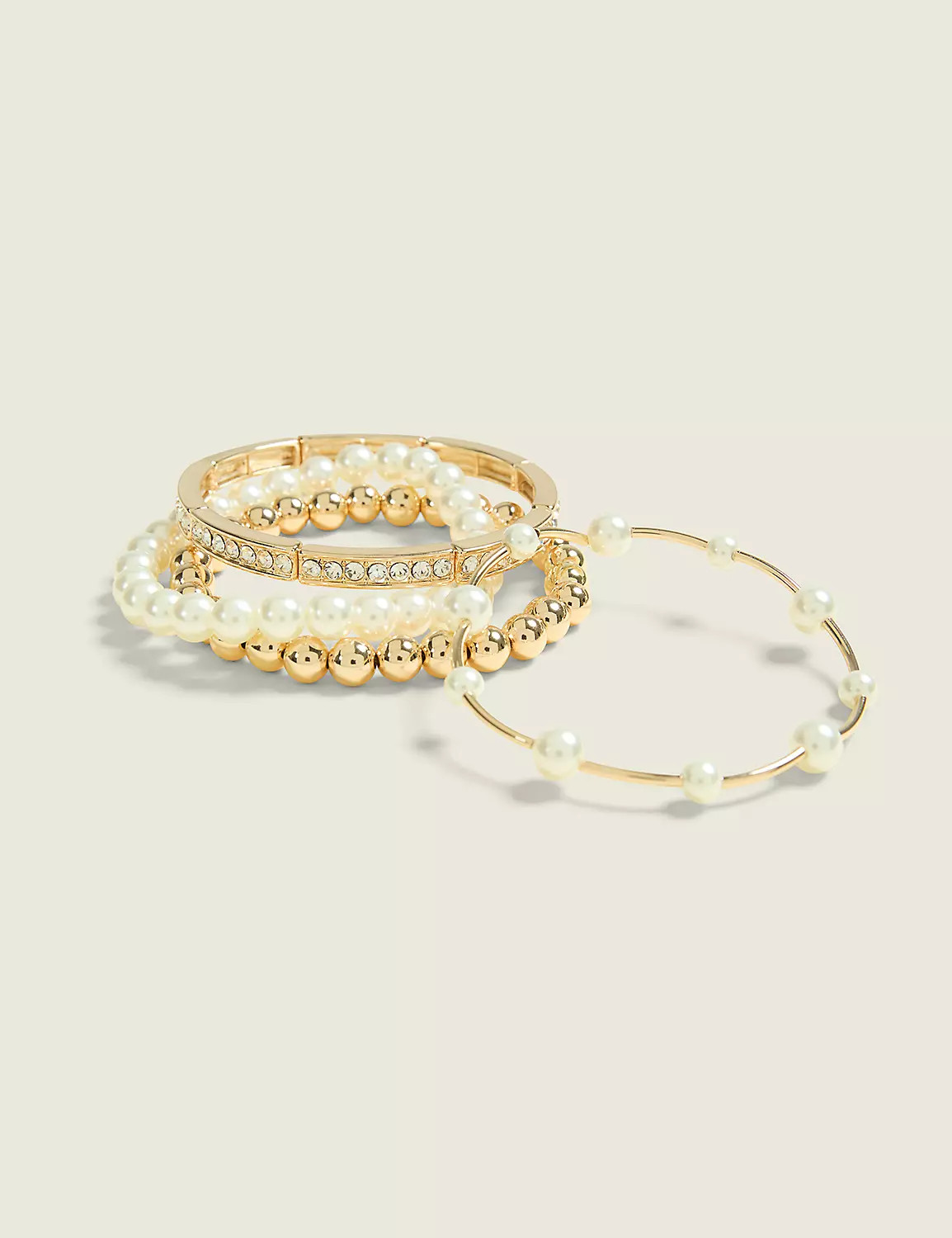 Gold & Pearl Stretch Bracelets | LaneBryant | Lane Bryant (US)