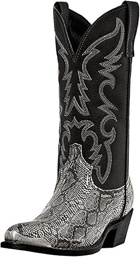 Men's/Women's Unisex Style Pointed Toe Low-Heel Stitching Square Heel Embroidered Mid-Pipe Cowboy... | Amazon (US)