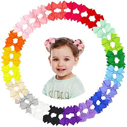 40Pcs 2 Inch Tiny Baby Hair Bows Clips Grosgrain Ribbon Toddler Hair Bows Alligator Clips For Bab... | Amazon (US)