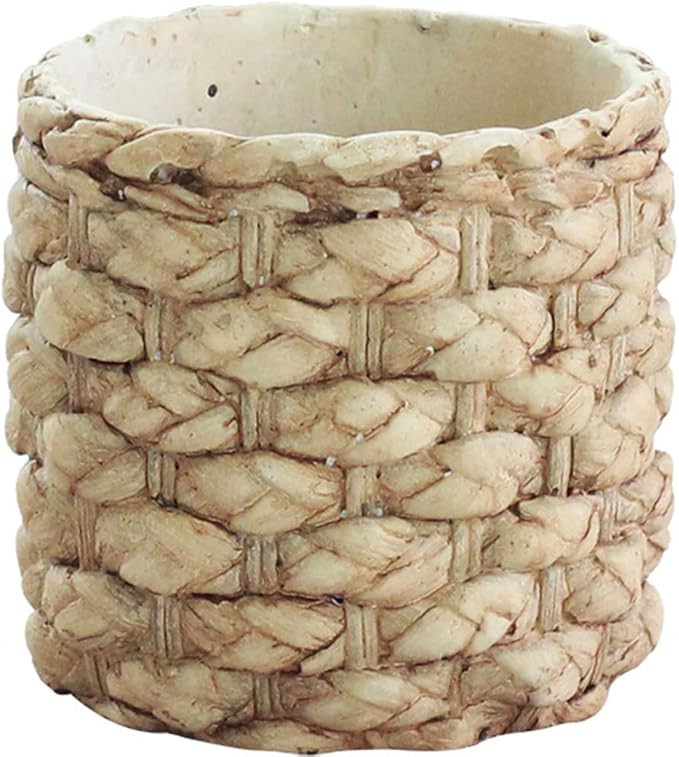 Cement Planter with Drainage Flower Pots Modern Garden Planter Clay Pots Imitation Woven Basket f... | Amazon (US)