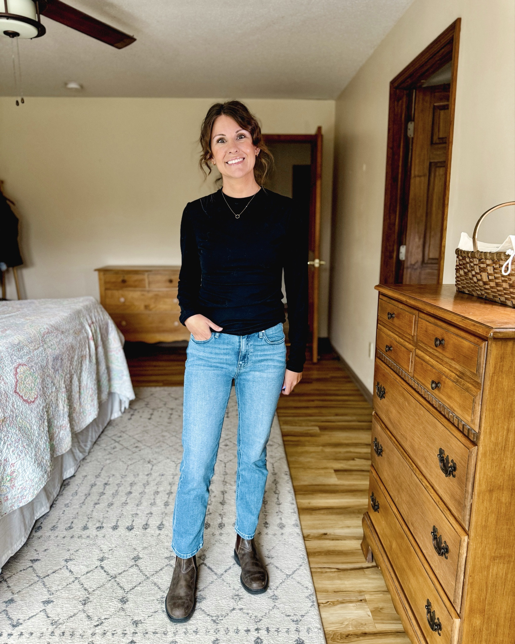 QUINCE DENIM TRY ON 

1. Luna Stretch Slim Straight Jeans— wearing size 25 in the 26” inseam here but reordering in 24 instead because they stretch with wear (so comfy though!)

 2. Bella Stretch Patch Pocket Wide Leg Jeans—wearing size 24 inseam the 26” inseam and LOVE how they fit

3. Bella Stretch Straight Jeans—wearing size 24 in the 26” inseam and love the fit and how comfy they are! 

4. Bella Stretch Relaxed Straight Jeans—wearing size 24 in the 28” inseam (I previously thought these were the 26” inseam but after trying on all the other jeans, I realized that they accidentally sent me the 28”. I like the longer length but I may also try the 26” and see if they’re more of a straight fit instead of a flare)

Check out the blog post titled, “Affordable Denim Review: Quince Jeans Try-On, Sizing, and Favorite Styles” on Marissawearsanoutfit.com for all the written details and fit!  


#LTKPetite #LTKSeasonal #LTKFindsUnder50