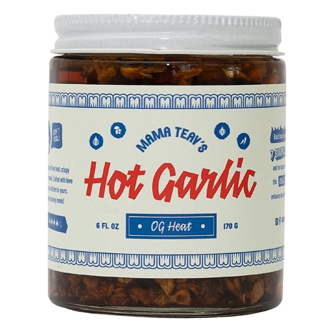 Mama Teav's Hot Garlic Chili Crisp - Spicy, Crunchy, Umami Chili Oil with Garlic & Cambodian Chil... | Amazon (US)