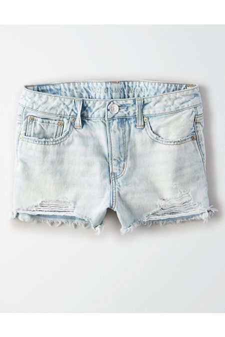 AE Denim Tomgirl Short Short Women's Light Destroy Wash 6 | American Eagle Outfitters (US & CA)