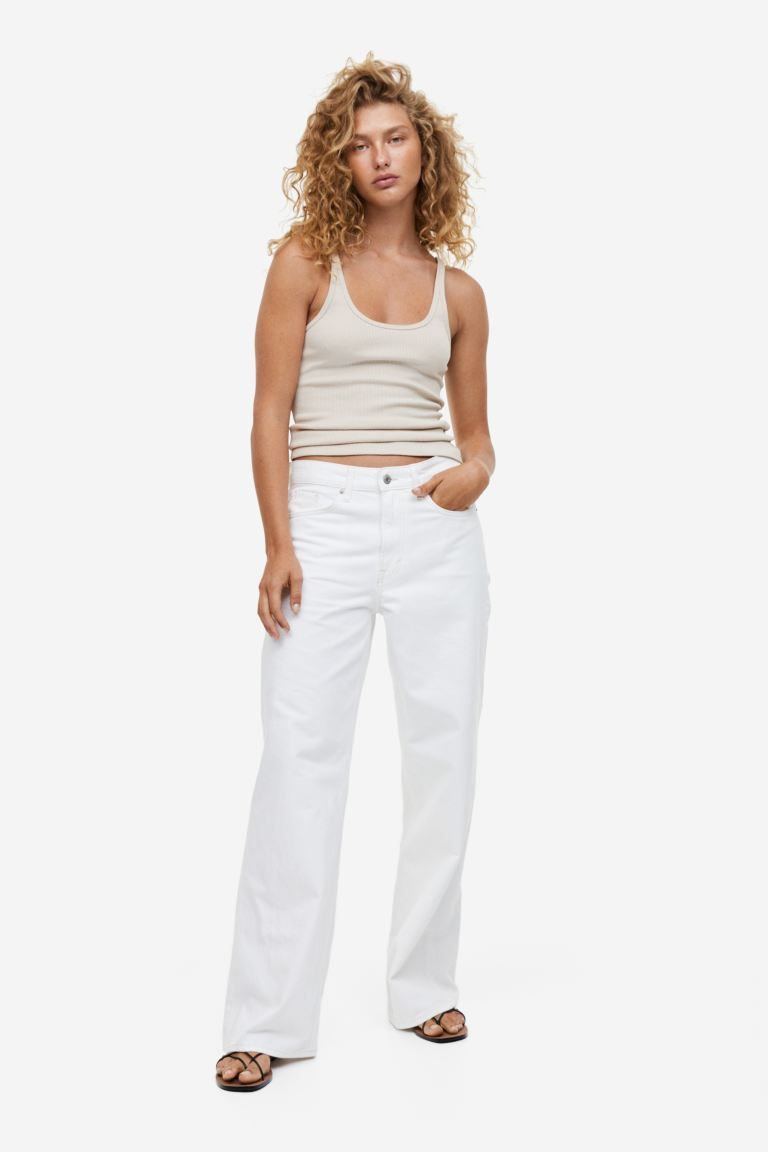 Baggy Regular Jeans - White - Ladies | H&M US | H&M (US + CA)