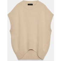 Zara - Oversized Wool-Blend Vest - Sand - L - Woman | Zara US
