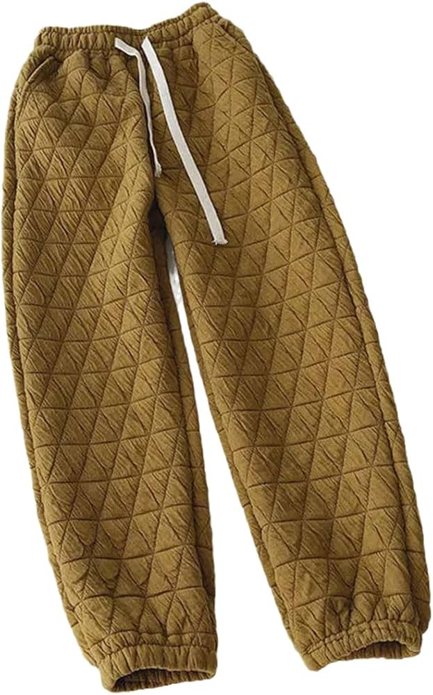 Winter Thicken Cotton Padded Jogger Pants Women Casual Elastic Waist Drawstring Warm Sweatpants K... | Amazon (US)