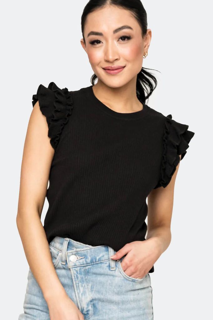 Butterfly Ruffle Sleeveless Top | Gibson