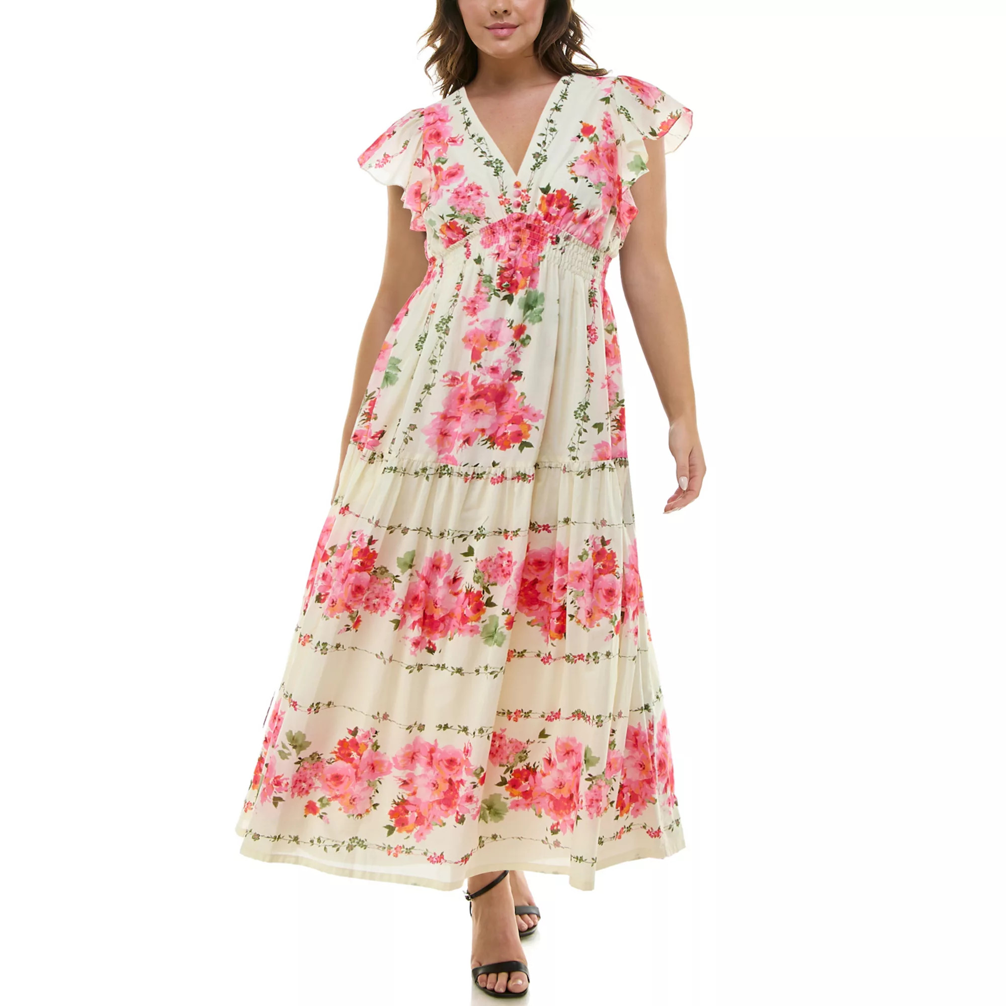 Plus Size Taylor Floral Flutter Sleeve A-Line Dress | Kohl's