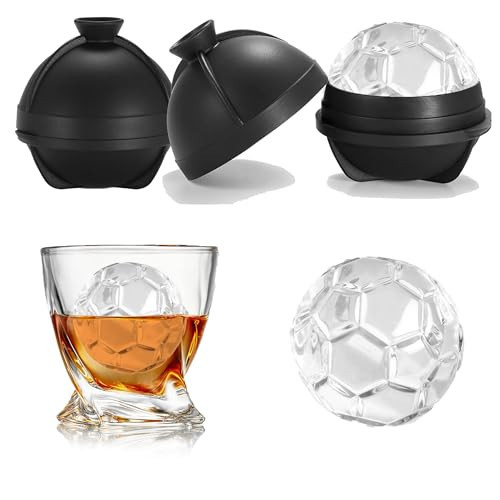 Nax Caki 3D Soccer Ice Cube Molds, Novelty Soccer Gifts Stuff for Men, 2.5" Large Silicone Round Ball Ice Cube Tray for Cocktails,Bourbon,Brandy, Whiskey | Amazon (US)