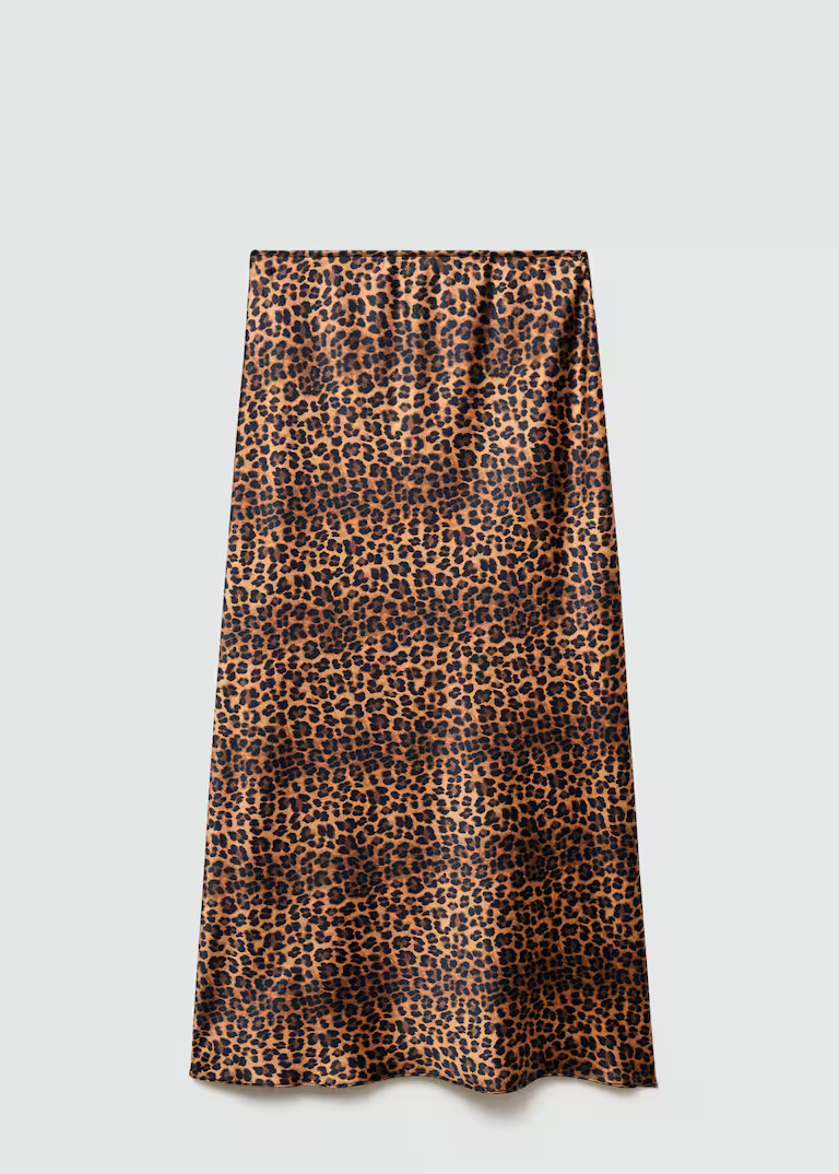 Leopard-print satin skirt | MANGO (UK)