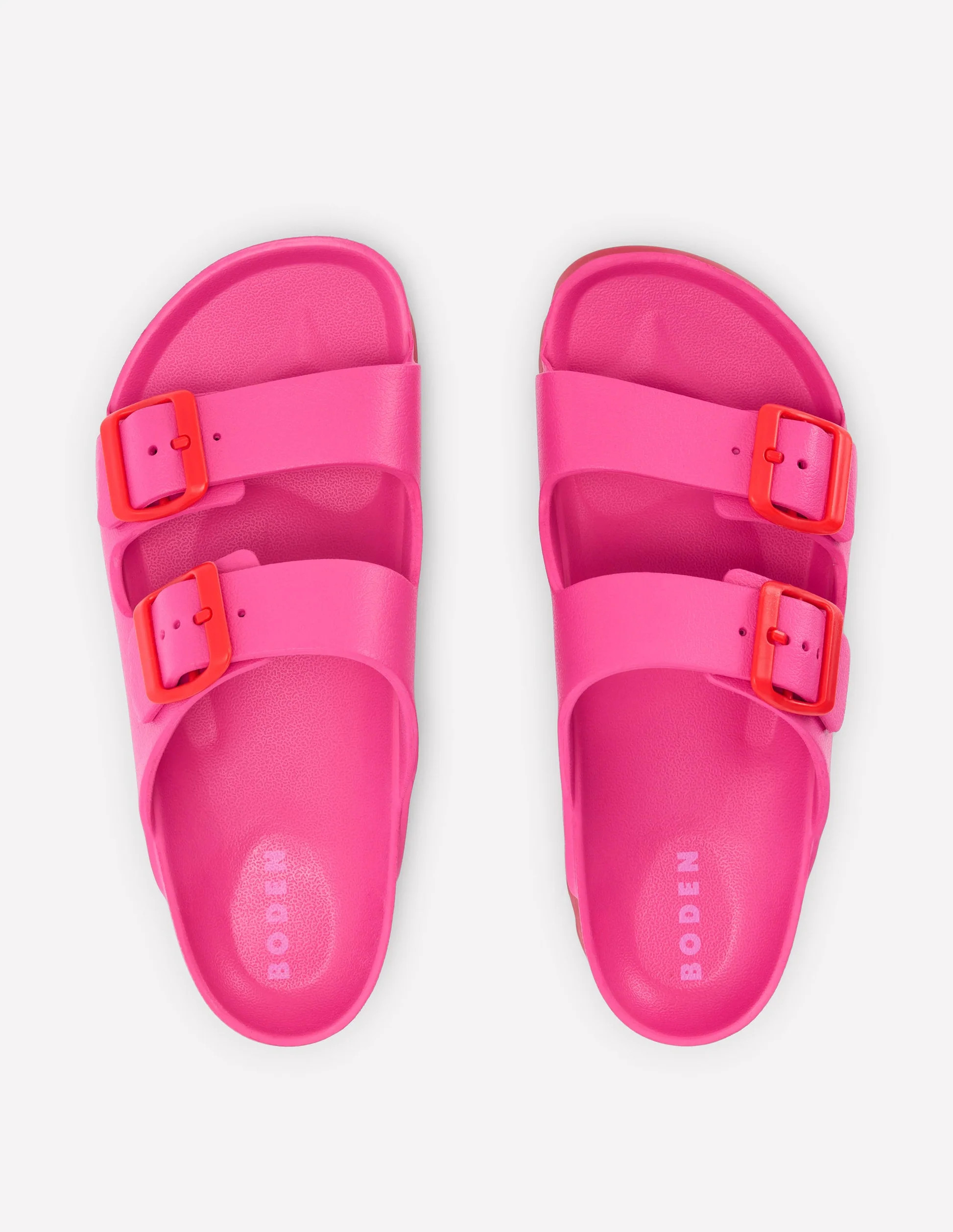 Lyla Double Buckle Sliders-Pink/Red | Boden (US)