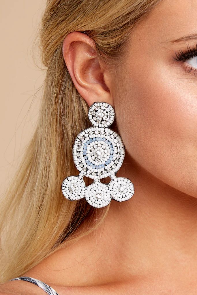 Make The Statement White Earrings | Red Dress 