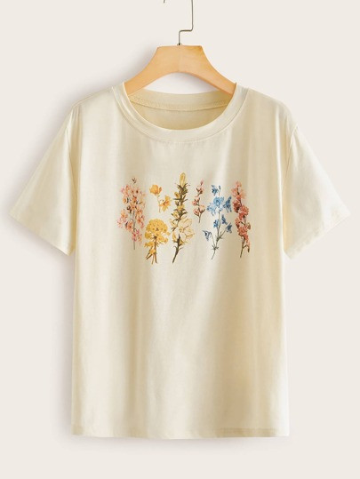 Floral Short Sleeve Tee
   
    SKU: rwtee00191128386
         
        2685 Reviews
         
  ... | ROMWE