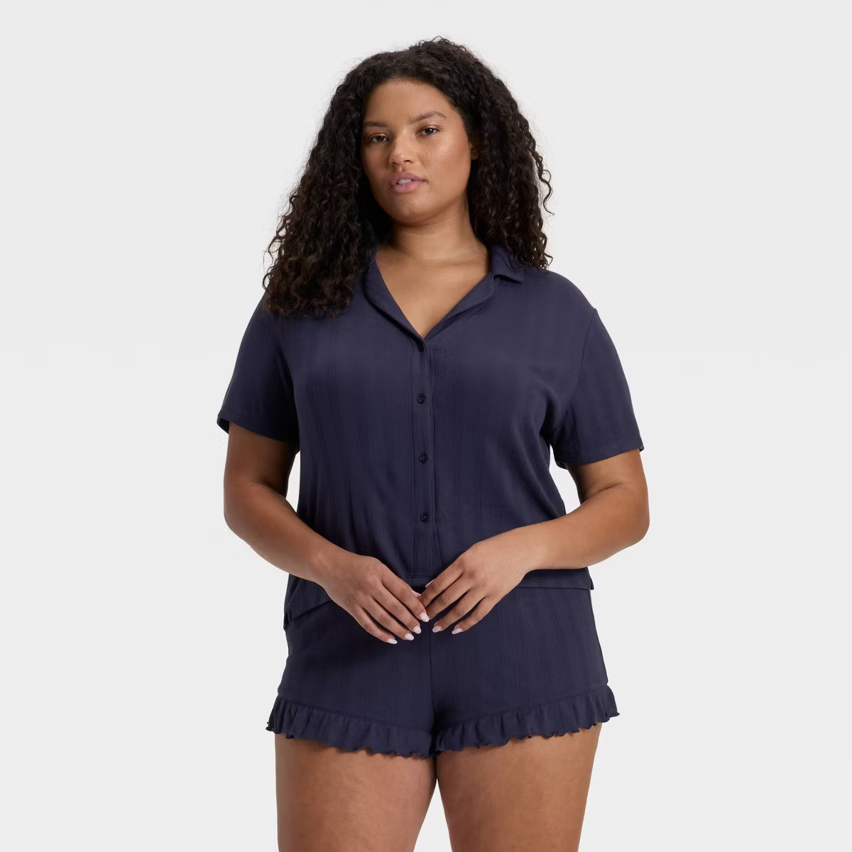 Women's Pointelle Notch Collar Shirt and Shorts Pajama Set - Wild Fable™ | Target