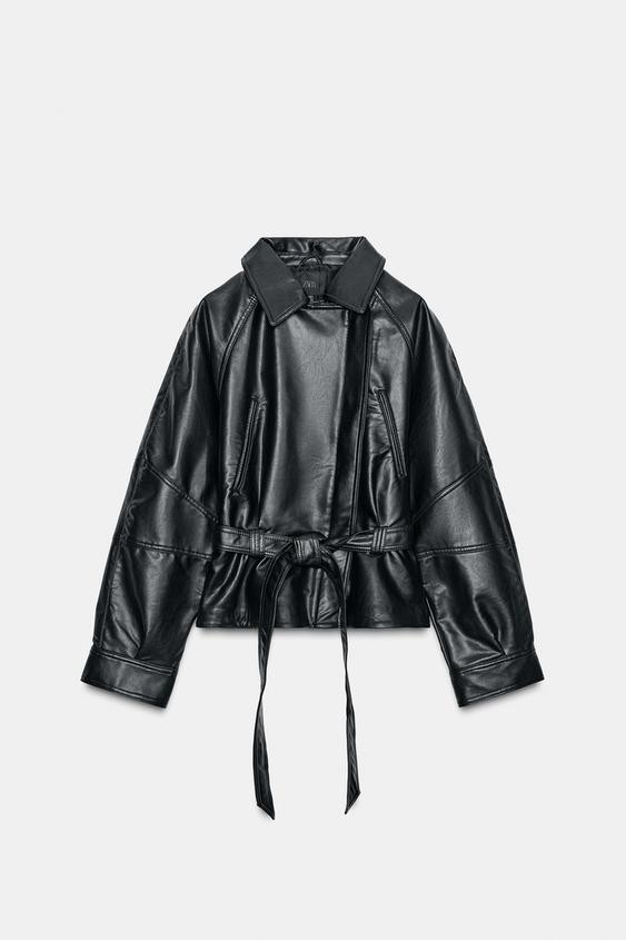 FAUX LEATHER PEPLUM JACKET | Zara US