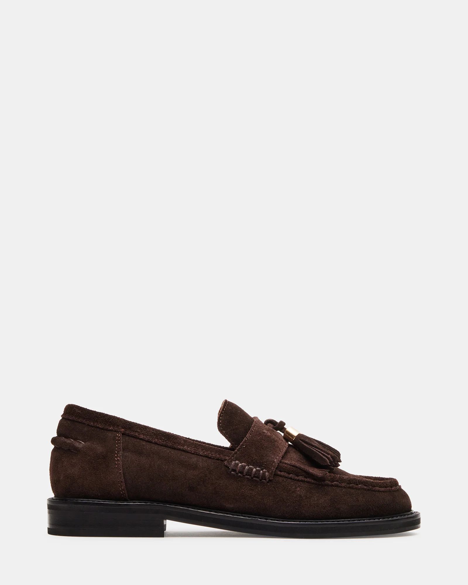 RADCLIFF Chocolate Brown Suede Tassel Penny Loafer | Women's Loafers | Steve Madden (US)