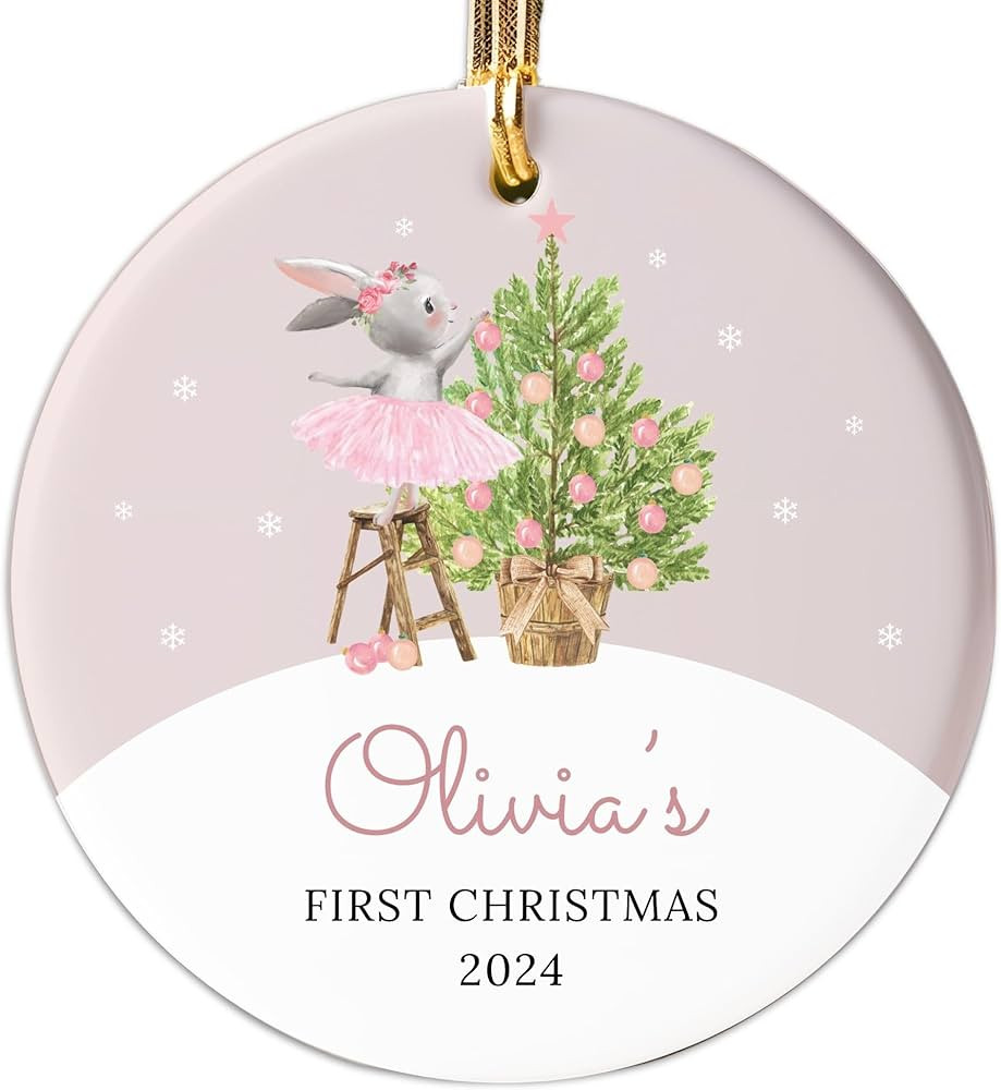 2024 Baby Girl First Christmas Ornament Personalized Baby's 1st Christmas Ornament 2024 with Name... | Amazon (US)