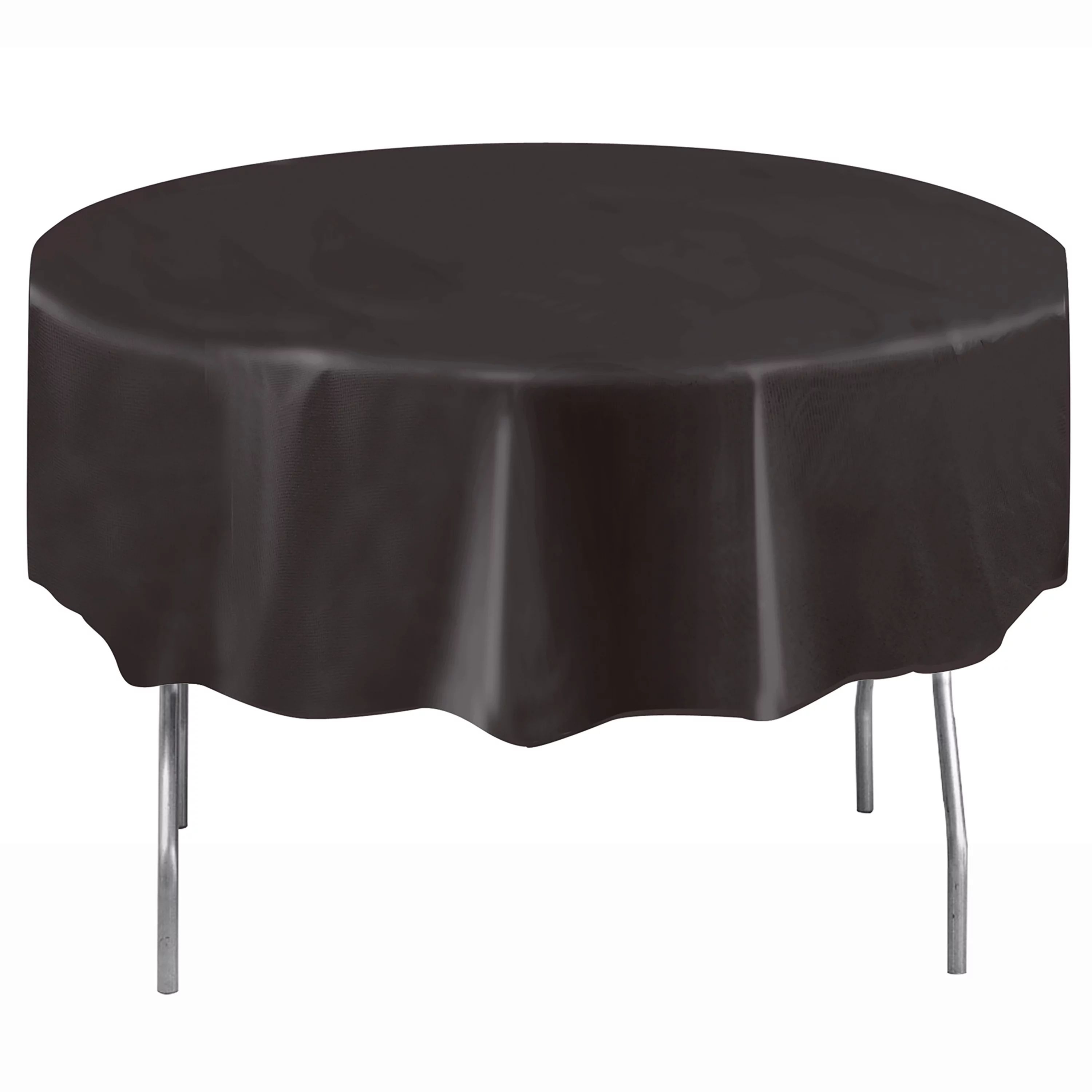 Plastic Round Tablecloth, 84 in, Black, 1 Count - Walmart.com | Walmart (US)